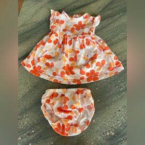 Carter's Orange and Cream Floral Dress with Bloomers